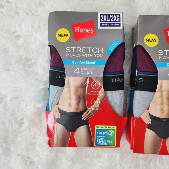 HANES TAGLESS STRETCH COTTON KNIT BRIEFS. 2 - 4 pack. Size 2XL. New in B… - Picture 2 of 5